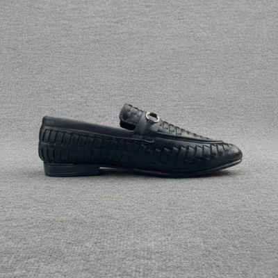 Black Woven Moccasins